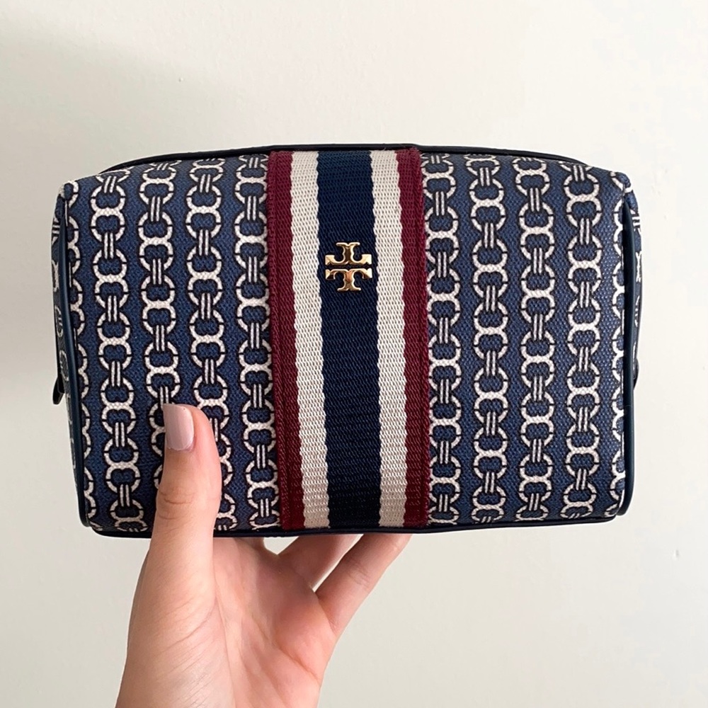 NWT TORY BURCH GEMINI LINK CANVAS COSMETIC CASE